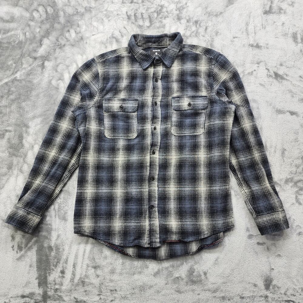 Hurley Shirt Mens M Black Gray‎ Plaid Flannel Cortez Long Sleeve Shacket Casual